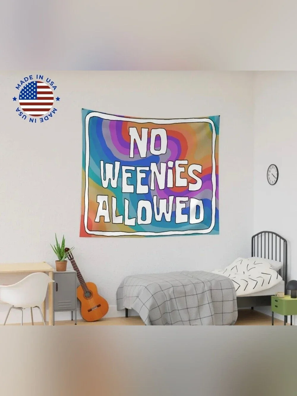 No Weenies Allowed Rainbow Wall Tapestry 30x40in Spongebob Theme